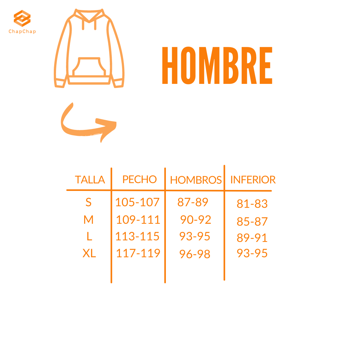 guia de tallas sudaderas hombre