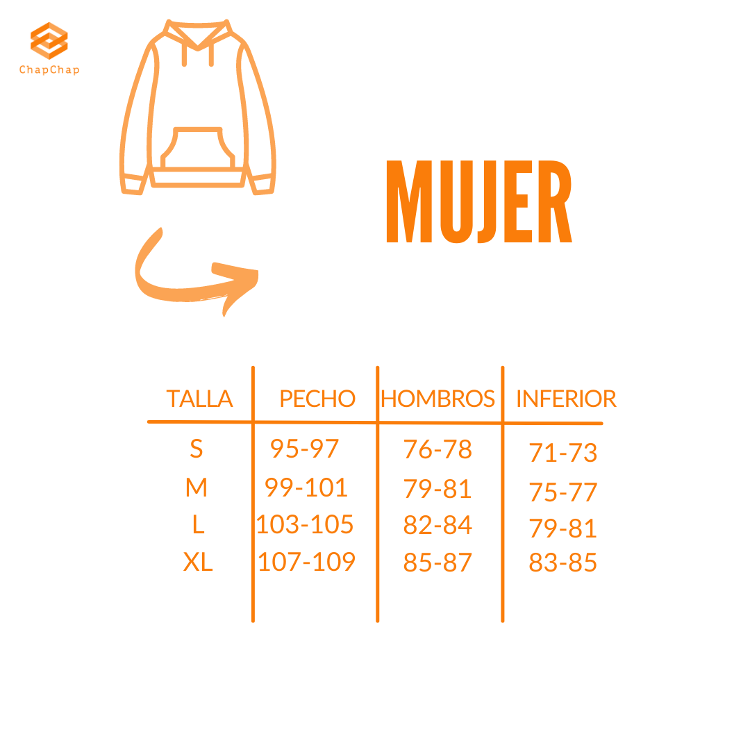 guia de tallas sudaderas mujer